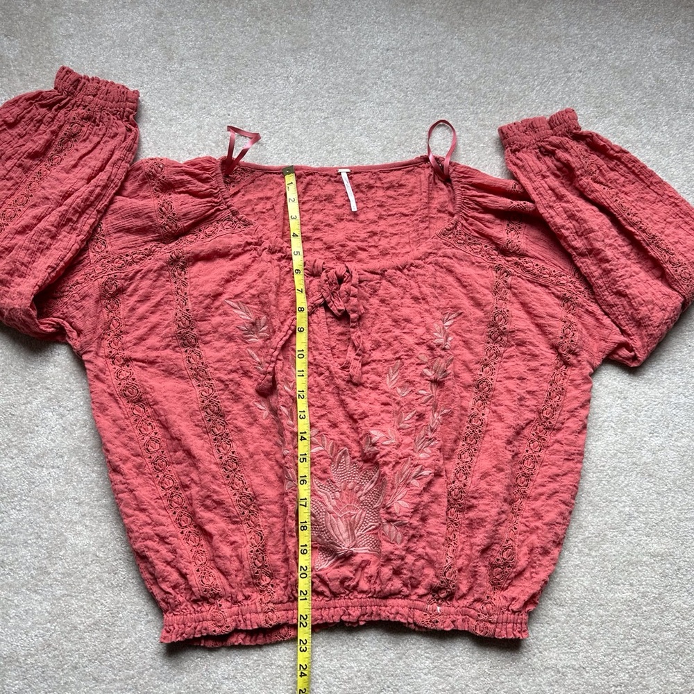 Free People Maria Embroidered Lace Inset Boho Top - Picture 6 of 11